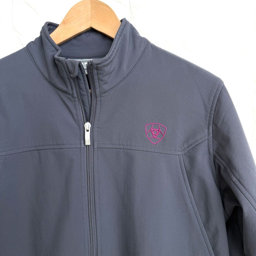 Ariat Women's New Team Softshell Wind & Water Resistant Jacket Grey XL - Picture 3 of 15